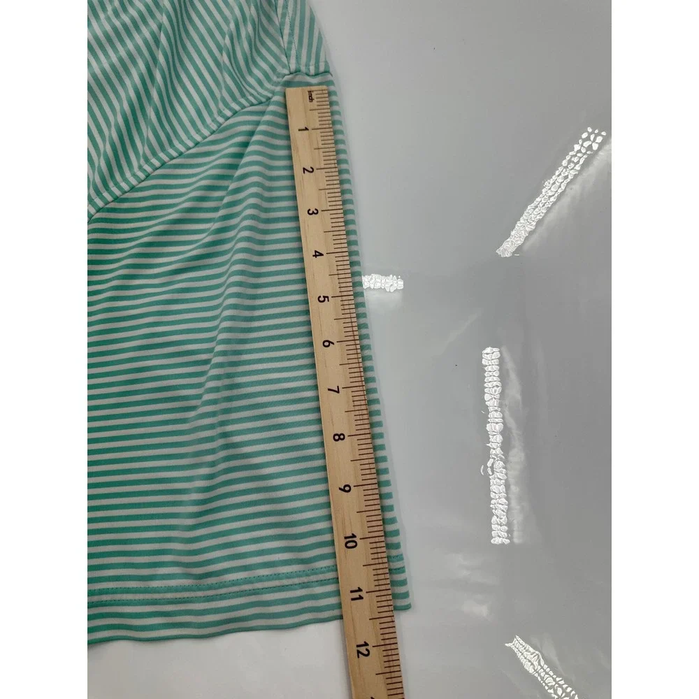 FootJoy Mens Golf Polo Shirt Large‎ Green White Striped Short Sleeve HC Logo
